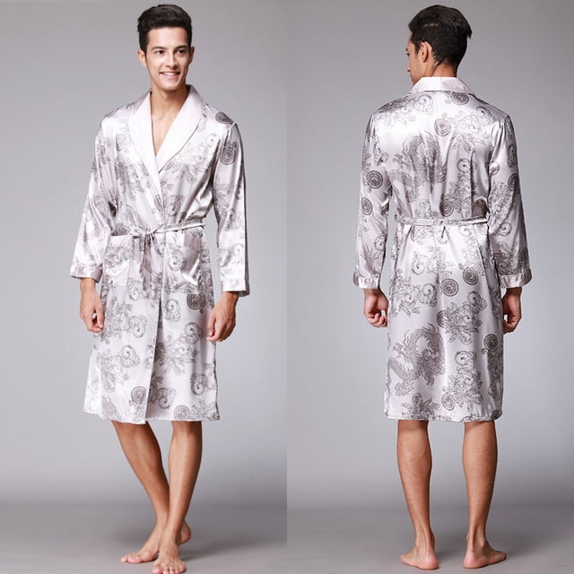 Ropa de dormir de seda, ropa de dormir de seda helada para hombres, ropa de dormir de manga larga para hombres, batas de baño, ropa para el hogar