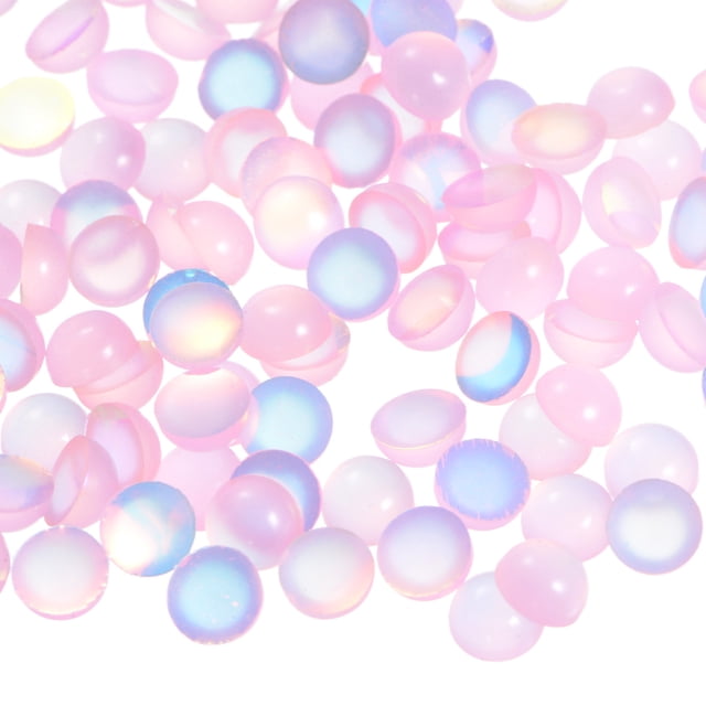 100uds Gato Ojo Resina Cuentas, 5mm Plana Redonda Cúpula Cuentas Medio-Redonda Cuentas para Joyería Fabricación Arcilla Hallazgo Artesanías Accesorio Artesanía, Claro Rosa