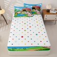 thumbnail image 4 of Erosebridal Farm Animal Cartoon Pattern Zipper Twin Comforter Sets with Fitted Sheet and 2 Pillowcases,Country Barn Print Zipper Bedding Set,Green Blue Brown Pink,Reversible, 4 of 6