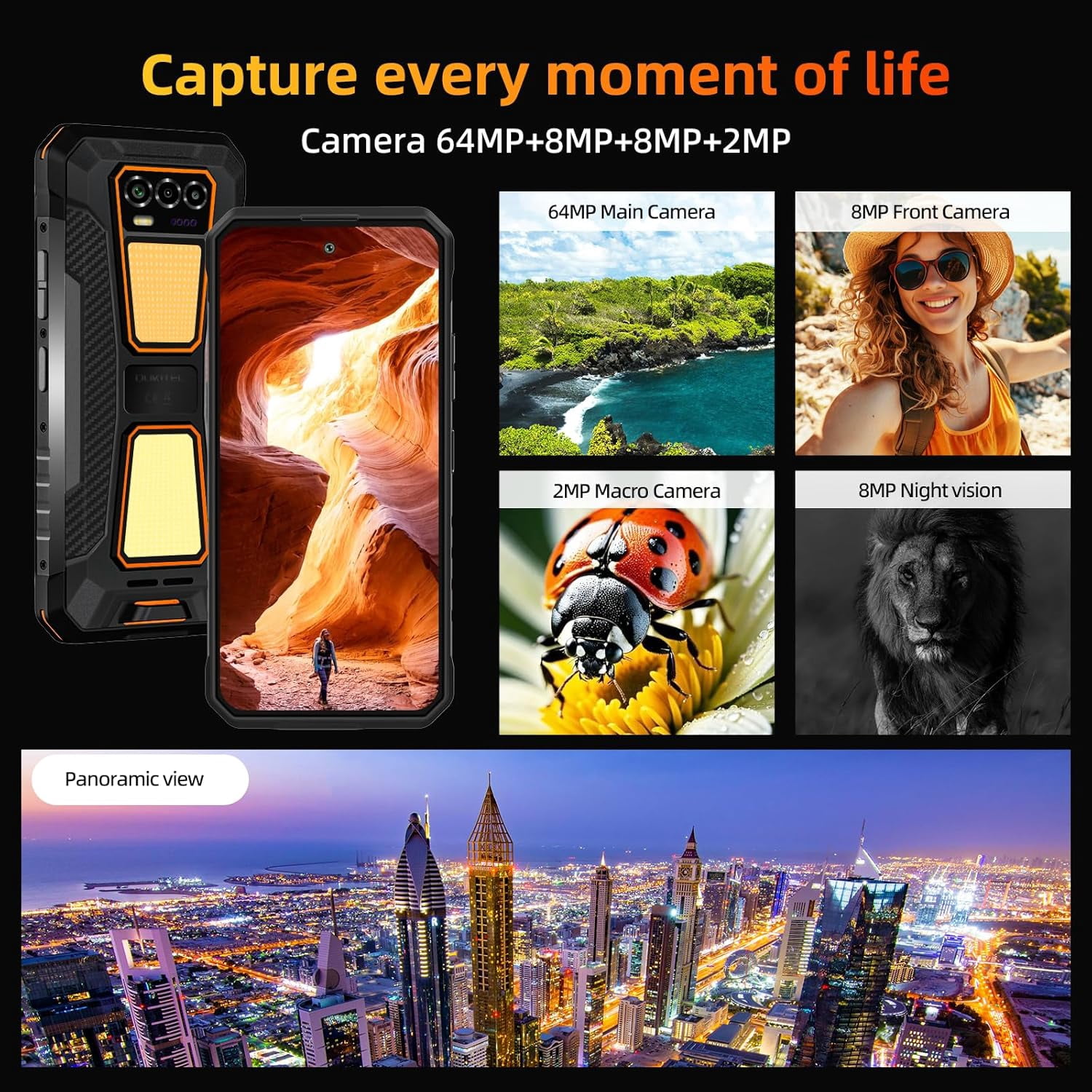 OUKITEL WP58 PRO 5G Rugged Phone Unlocked- 24GB+512GB Cell Phones,10000mAh Battery, 6.7"120Hz Display Smartphone, Dual Camping Light, 64MP Camera, 5G Dual SIM Android 15 Phones/IP68/IP69K/OTG/NFC/GPS