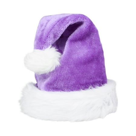 Trim Santa - Christmas Purple Plush Faux Fur Trim Santa Hat Costume Accessory