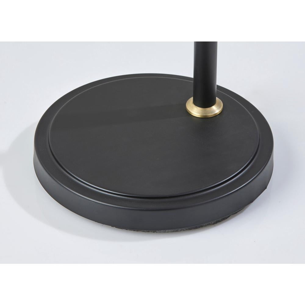 Adesso Walker 64" Black Task Floor Lamp with Smoked Glass Tapered Shade
