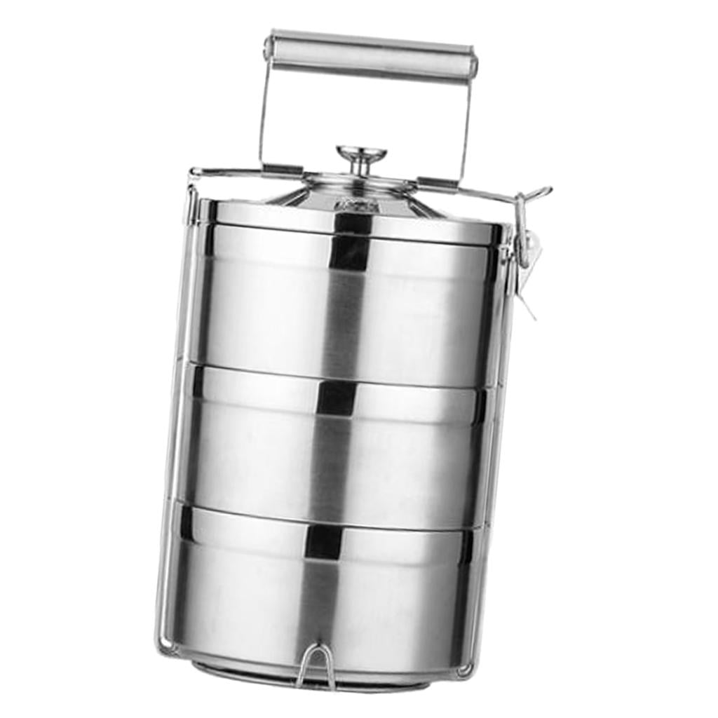Stackable Bento Lunch Box Stainless Steel Food Storage Containers Snack Food Storage Boxes For Adults , With Comfortable Handle 3 Tier
