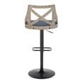 thumbnail image 4 of The Gray Barn  Charlotte Adjustable Bar Stool with Rounded Rectangular Footrest (Set of 2) Blue Fabric/White Wash/Black, 4 of 5