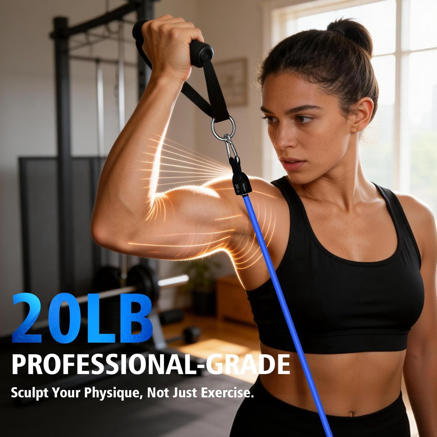 JJEAN-Resistance Bands Set with Handles - Exercise Bands Home Gym Strength Training Equipment, Includes Door Anchor & Ankle Straps for Full Body Workout Bands, Physical Therapy