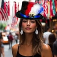 thumbnail image 5 of 4th of July Decoration Glitter Top Hat, Shiny Independence Day American Flag Top Hat, Patriotic Red White Blue Sequin Party Hats for Memorial Day USA Party Costume Accessories(Black), 5 of 6