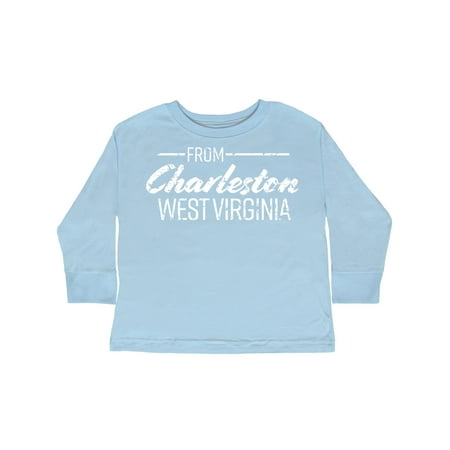 

Inktastic From Charleston West Virginia in White Distressed Text Gift Toddler Boy or Toddler Girl Long Sleeve T-Shirt