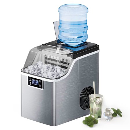 ARLIME Portable Countertop Ice Maker Machine, 45 Lbs/24H, 24 Pcs/13 Mins, 2 Ways to Add Water, Compact Self-Cleaning Ice Machine with Scoop & Basket for Home Office Bar Party