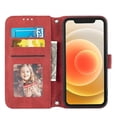thumbnail image 4 of Funda de cuero PU + TPU con hebilla magnética de rayas en relieve para iPhone 13 Pro Max, con tapa horizontal, soporte, ranura para tarjetas, billetera, marco de fotos y correa, 4 of 5