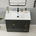 thumbnail image 3 of Eclife Retro 36" Bathroom Vanity Cabinet with Integrated Sink Top, Matt Black Paint, 3 of 12