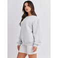 thumbnail image 6 of Women's Long Sleeve Sweatshirt Casual Crewneck Loose Fit Pullover Hoodie Fleece Fall Tops, 6 of 10
