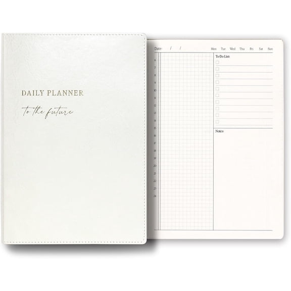 2026 Daily Planner - Undated Monthly & Daily Planner for 180 days Planning Your - Hourly Schedule, , and Notes for Productivity - Aesthetic, Academic, Stylish School or Office Supplies (White)