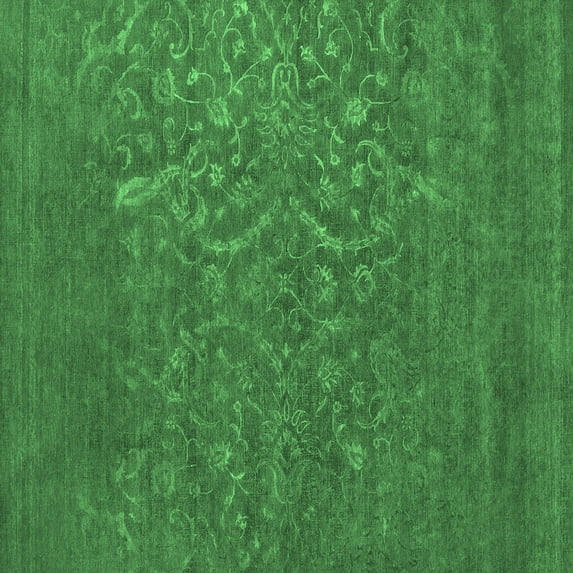 Ahgly Company Indoor Square Oriental Emerald Green Industrial Area Rugs, 4' Square
