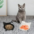thumbnail image 5 of Negro+blanco Cuencos para gatos Cuenco de comida para gatos Cuenco antideslizante para mascotas Cuenco de agua poco profundo para aliviar el estrés de la fatiga de los bigotes, 5 of 5