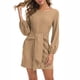 thumbnail image 1 of Vestido Corto De Manga Farol Larga, Vestido De Cóctel De Color Puro Cómodo Con Cuello Redondo En La Cintura Para Citas ANGGREK Otros, 1 of 6