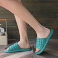 thumbnail image 4 of HNMKIU Cozy Slippers Summer Solid Color Slides for Women Men Indoor Bathroom Hotel Soft Sole Couples Casual Breathable Womens Shoes Green,7, 4 of 6