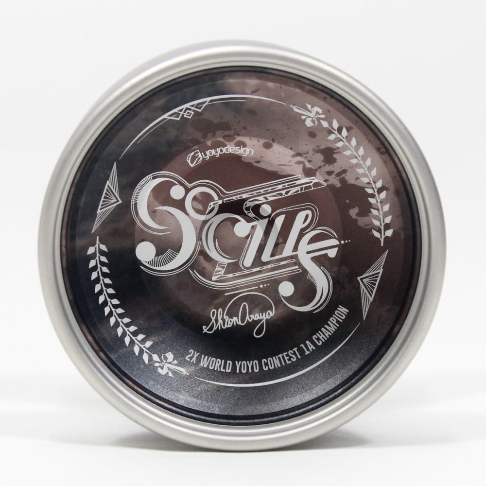 C3yoyodesign Socius Yo-Yo - Bi-Metal - Shion Araya Signature YoYo (Matte Brown Gray Splash with Matte Silver Rim)