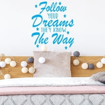 VWAQ Follow Your Dreams They Know The Way Wall Decal Inspirational Home Decor Motivational Wall Art Stickers - 11"H X 10"W SKY BLUE