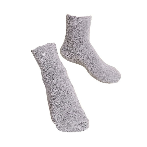 RENACLIPY 1 Pair Soft Warm Coral Fleece Ankle Socks for Men Grey Comfortable Indoor Outdoor Wear