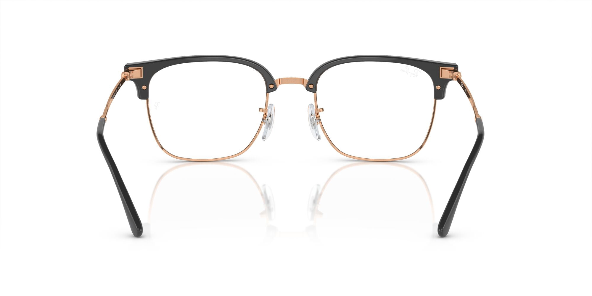 Ray-Ban Unisex Size 53 New Clubmaster Prescription Eyeglasses, Dark Grey on Rose Gold/Demo Lens