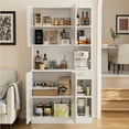 thumbnail image 6 of Planntonneo Pantry Hutch Cabinet with Storage, Kitchen Organizers with Microwave Stand & Power Outlet, White, 6 of 8