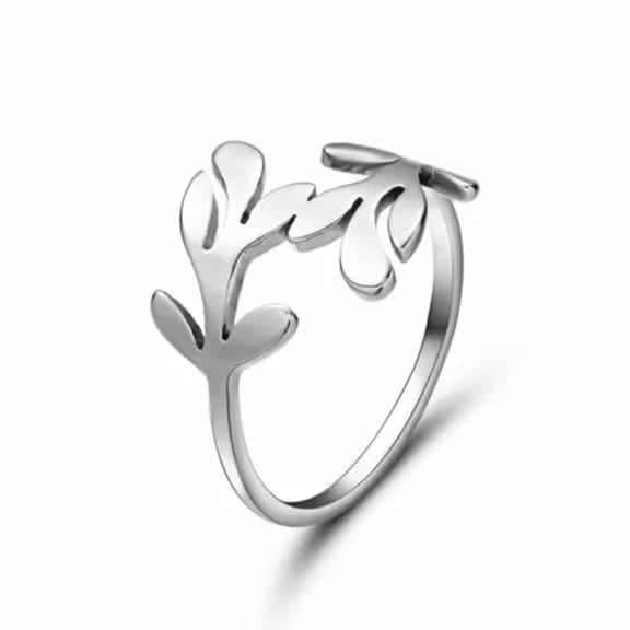 GKNET Luxury Stainless Steel Hamsa Leaf Heart Finger Ring Women Party Jewellery Gift-1-Leaf