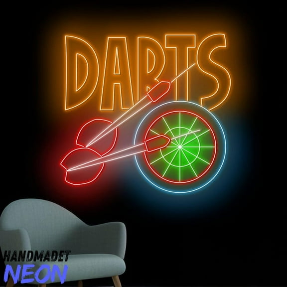 Handmadetneonsign Darts Neon Sign, Dartboard Led Sign, Dart Game Wall Art Light, Wall Decor 94913