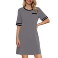 thumbnail image 3 of Dianli 2PC Women Short Sleeve Round Neck Pajama Set With Pockets Soft Breathable Short Sleeve Top With Elastic Waist Pants Home Lounge Sleepwear Comfortable Easy Care, 3 of 8