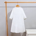 thumbnail image 6 of Boys Thobe Embroidered Jumpsuit Long Sleeve Casual Romper with Pockets Traditional Muslim Thobe Robe Kids White 2 Years-3 Years, 6 of 7