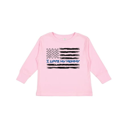 

Inktastic I Love My Mommy- Police Officer Distressed Flag Gift Toddler Boy or Toddler Girl Long Sleeve T-Shirt