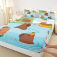 thumbnail image 3 of Homewish Cartoon Brown Capybara 4 Pieces Queen Sheet Sets for Child Kids Children,Kawaii Animal Ultra Soft Flat Sheet,Cute Wildlife Queen Fitted Sheet,Breathable Home Decor, 3 of 7