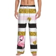 thumbnail image 2 of Kdxio Gold Glittering Hearts and Flamingos Print Men's Sleep Pajama Pant Lounge Pants with Pockets, 2 of 8