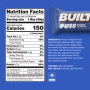 BUILT Puff Protein Bar, Cookies N Cream, 17g Protein, Collagen, 150 Calories, 4 Count Box, 1.41 oz Bars