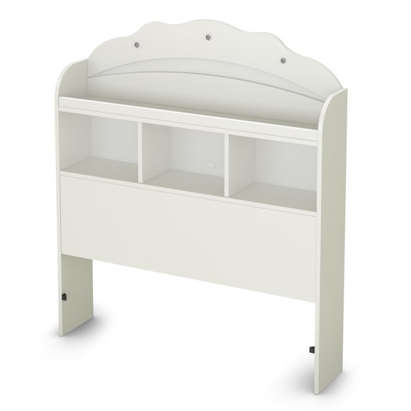 South Shore Tiara Twin Bookcase Headboard with Storage, in Pure White
