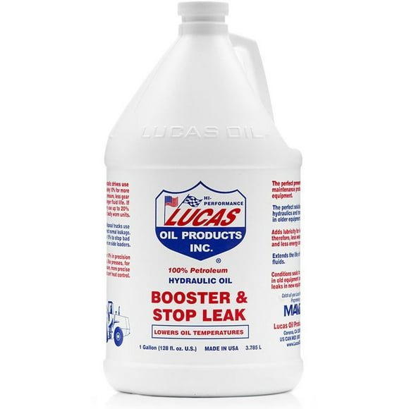 Lucas Oil Fluide Hydraulique Polyvalent pour Arrêter les Fuites 10018 à Utiliser pour Arrêter les Fuites/prévenir les Révisions Majeures/réduire la Chaleur/augmenter la Durée de Vie de l'Équipement; Pichet de 1 Gallon; Simple