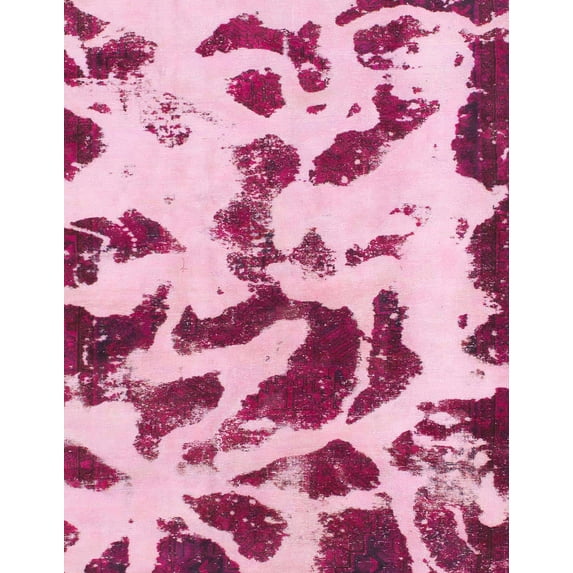 Ahgly Company Machine Washable Indoor Rectangle Abstract Pink Violet Pink Area Rugs, 7' x 10'