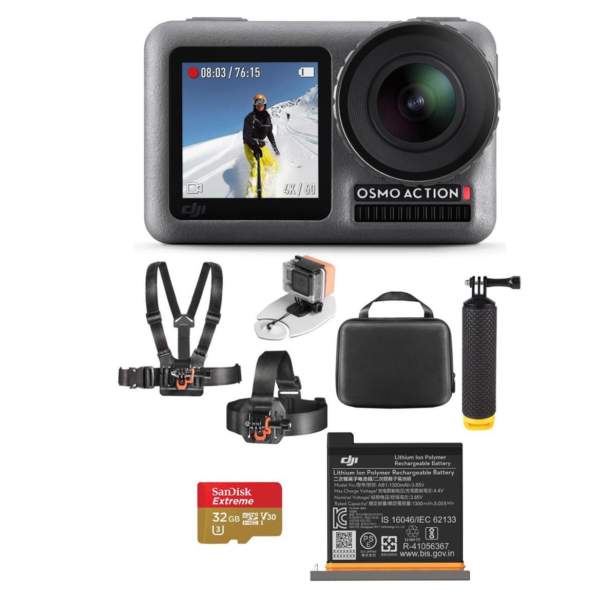 DJI Osmo Action 4K HDR Camera Bundle With Vivitar Adventure On Water