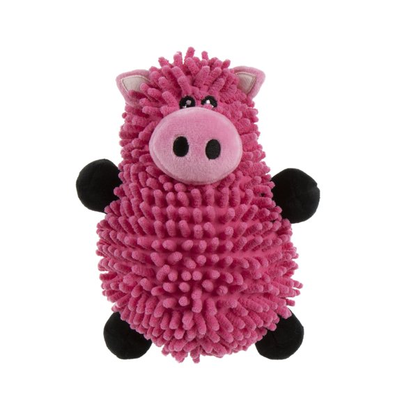 goDog Mopz Pig Jouet pour Chien en Peluche Couineur, Technologie de Protection à Mâcher - Rose, Grand