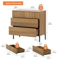 thumbnail image 2 of WAMPAT Commode Cannelée de 31,5 Pouces à 3 Tiroirs avec Poignées Cachées, Coffre Moderne en Bois pour Chambre et Salon, Brun, 2 of 8