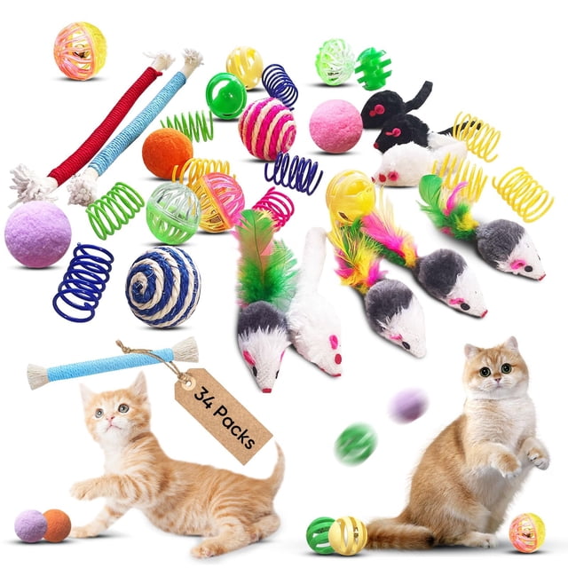 Set interactivo Cat Toys YULOYI, 34 paquetes, para gatos de interior