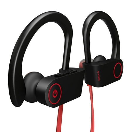 Noise Reducing Earphones Bluetooth Headphones, Wireless Sports Earphones w/ Mic IPX7 Waterproof HD Stereo Sweatproof In Ear Earbuds for Gym Running Workout 8 Hour Battery Noise Cancelling Headsets ()