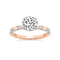 IGI Certified 1 Carat Round Shape Lab Grown Diamond Engagement Ring | 14K Rose Gold | Majestic Love Diamond Accent Ring | FG-VS1-VS2 Quality Friendly Diamonds