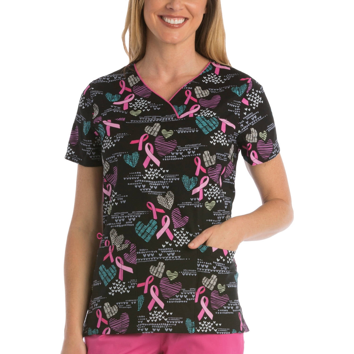 Scrubstar Breast Cancer Awareness Care And Aware Women's VNeck