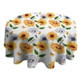 thumbnail image 4 of White Butterfly Sunflower Pattern Round Tablecloth 60"x60",Wrinkle Wipeable Table Cloth for Kitchen Dining Room Picnic Patio Party, 4 of 6