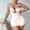 White, variant on Women Lingerie Set Chain Sheer Mesh Ruched Bodycon Mini Lingerie Dress with Thong 2 Piece Set Outfits Black