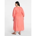 thumbnail image 3 of Terra & Sky Women's Plus Size Cinch Waist Midi Dress, Sizes 0X-5X, 3 of 4