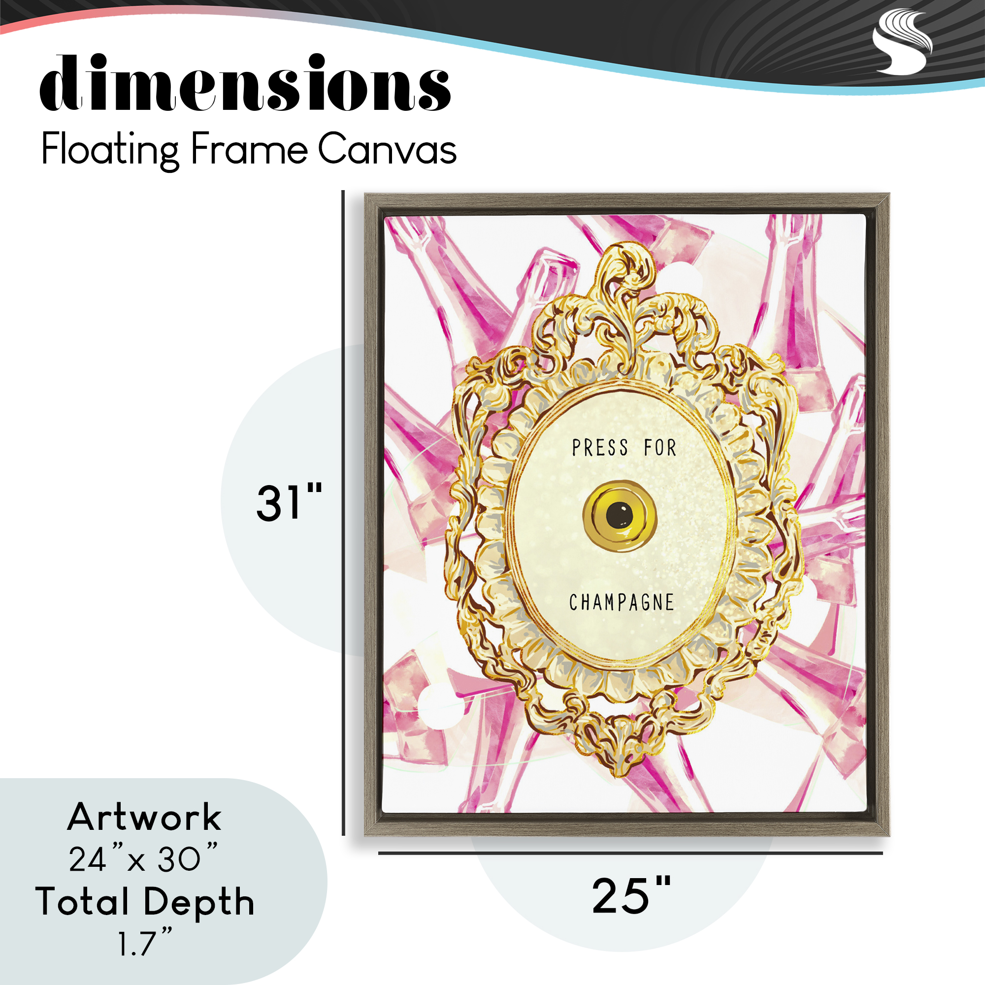 Champagne Doorbell with Pattern Brown Framed Floater Canvas Wall Art, design by Ziwei Li