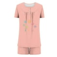thumbnail image 6 of Goodtrade8 Woman Pajamas Plus Size 2 Piece Flower Casual Crew Neck Short Sleeve Loungewear Women Pajamas, 6 of 6