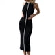 thumbnail image 2 of Vestido Camisero Sin Mangas para Mujer, Maxivestido de Verano con Costuras en Contraste de Punto. Negro M, 2 of 9