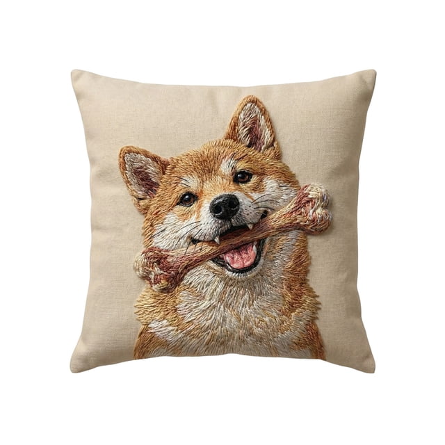 Cubierta de Sofá para Mascotas, Perros Lindos Imitación Bordado Funda de Almohada 45x45cm, Cubierta de Almohada Suave de Piel Corta, Cubiertas de Cojín de Sofá